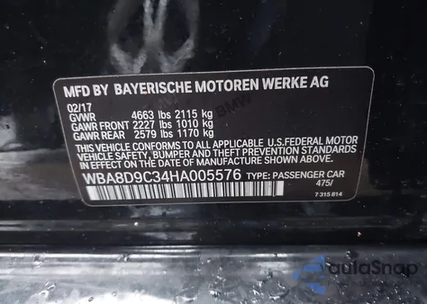 2017 BMW 330I xDrive from USA, damaged, VIN WBA8D9C34HA005576